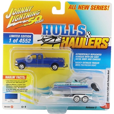 Johnny Lightning Ford F-250 2004 s pontonovou lodí 1:64