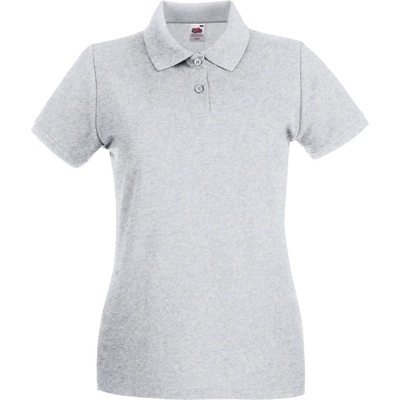 Fruit of the Loom lady-fit premium polo / Дамска поло тениска с къс ръкав - светлосив меланж xs (16303061000)