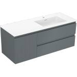 Mexen Rivel шкаф за баня 120 см с мивка Otis дясна, 2S, 1D, раздвижна, графит/бял (91A23-12047-3-BBFFF66-W18P01)