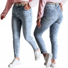 Dstreet Dámske rifle slim fit s opaskom BOTANIDA UY2448 modré svetlo