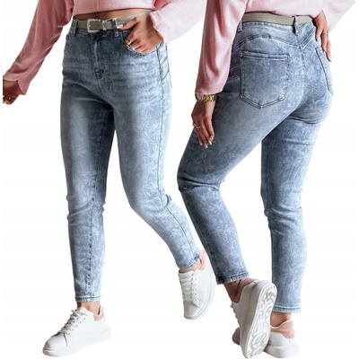 Dstreet Dámske rifle slim fit s opaskom BOTANIDA UY2448 modré svetlo