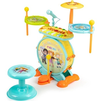 ECOTOYS Барабани 2в1, караоке микрофон, mp3, led, ecotoys, над 3 години (hc490483)