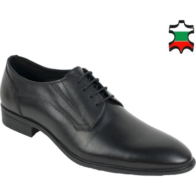 Български обувки Мъжки обувки официални черни от естествена кожа с връзки