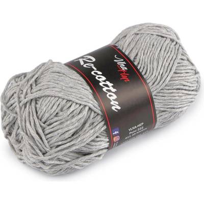 Bavlněná pletací příze Re-Cotton 50 g, střední, 9 (81026) šedá světlá