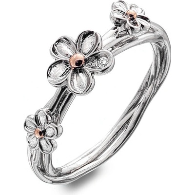 Hot Diamonds strieborný kvetinový prsteň Forget me not DR214
