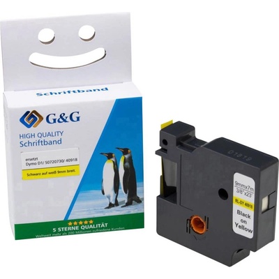 páska do štítkovača G&G 15567 kompatibilná náhradný DYMO 40918 Farba pásky: žltá Farba písma: čierna 9 mm 7 m