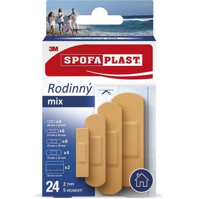 3M SpofaPlast 603 Rodinný mix náplasti 5 veľkostí 2 typy 24 ks