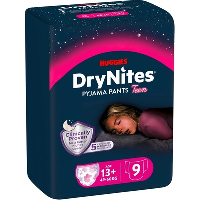 Huggies Нощни пелени гащи Huggies DryNites - 13+ години, 49-60 kg, 9 броя, розови (5029053583679)