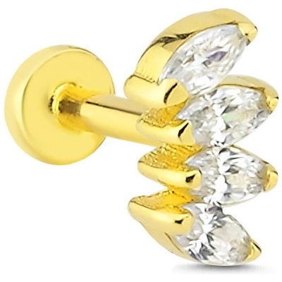 Lillian Vassago Zlatý piercing labreta se zářivými zirkony LLV92-GPI029LB