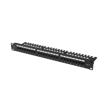 Lanberg пач панел 24 порта 1U 19" CAT. 6 utp с кабелен органайзер черен (ppu6-1124-b)