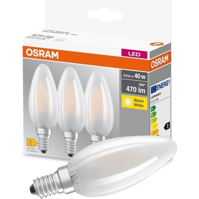 Osram 3PAK LED žiarovka E14 B35 4,5W = 40W 470lm 2700K Warm 300° Filament