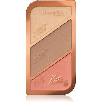 Rimmel Kate контурираща палитра за лице цвят 002 Coral Glow 18, 5 гр