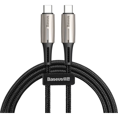 Baseus Кабел с въжена оплетка за устройства с USB-C порт (100 см) - Baseus Water Drop USB-C to USB-C Cable PD 2.0 60W (CATGH-J09) (черен) (CATSD-J01)