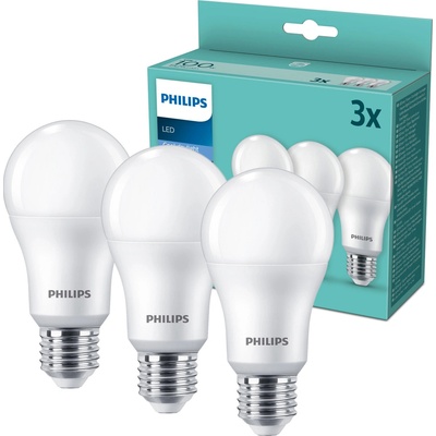 Philips 3x LED žárovka E27 A67 13W = 100W 1521 lm 6500K studená bílá Milk