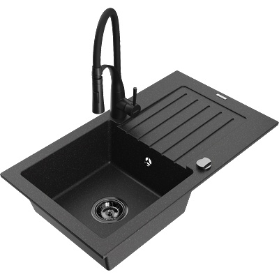 Mexen Pablo гранитна кухненска мивка с една секция с отцедник и кухненски (6510-73-73450-70-B)