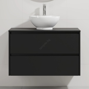 Bath Deluxe Шкаф за баня с мивка TRONDHEIM/DRAMMEN 90x57x46 см черен/бял (SETBT0151B)