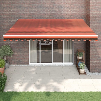 vidaXL Zatahovací markýza oranžová a hnědá 4 x 3 m textil a hliník