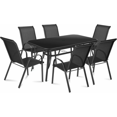 FIELDMANN Set záhradného nábytku Comfort Steel Black 6+1