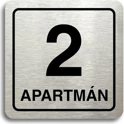 Accept Piktogram „2 apartmán" (80 × 80 mm) (strieborná tabuľka – čierna tlač)