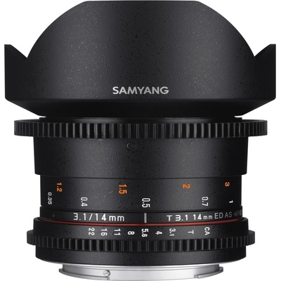 Samyang 14mm T3.1 Video DSLR II for MFT - full-frame a APS-C video objektív pre MFT bajonet, manuálne zaostrovanie 0,8 stupňa, 14 mm širokouhlý objektí