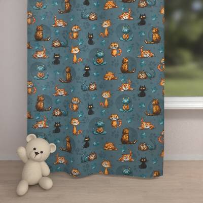 Biante Dětský bavlněný závěs Sandra SA-705 Kočičí parta na tmavě šedomodrém 150x150 cm