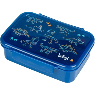 Baagl Box na desiatu s priehradkami Dino modrá žltá biela