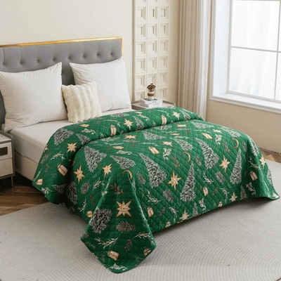 Textilomanie Prehoz na posteľ GREEN CHRISTMAS zelený 170 x 210 cm