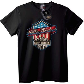 NOONEBRAND Тениска с Патриотично Лого на Harley-Davidson - 2XL, Black