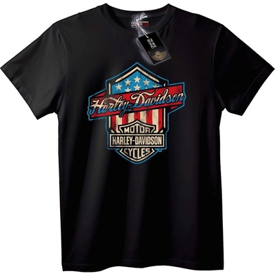 NOONEBRAND Тениска с Патриотично Лого на Harley-Davidson - 2XL, Black