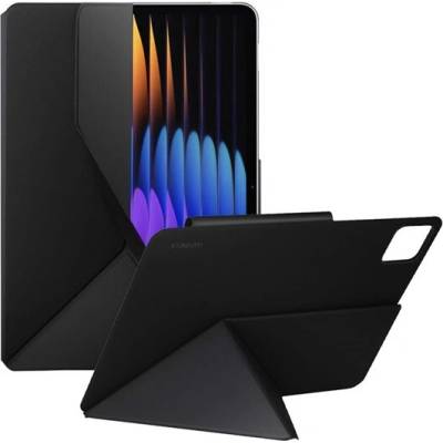 Xiaomi puzdro s podstavcom, s efektom kože, aktívne FLIP, stolný držiak, Pad 8 Pro / Pad 8 / Pad 7 Pro Čierne BHR9508GL