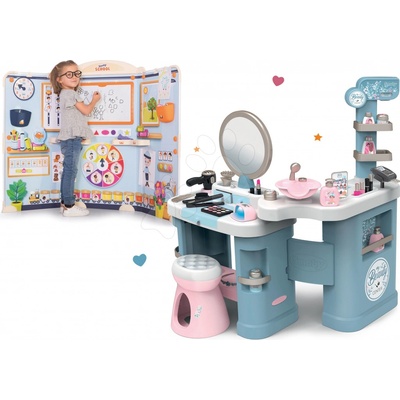Set Kosmetický stolík elektronický My Beauty Center 3in1 Smoby so školou pre škôlkárov hra na učiteľa a žiaka