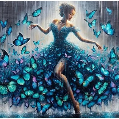 Norimpex - Puzzle Diamant painting: Dancer with butterflies 30x40cm - 1 - 39 piese