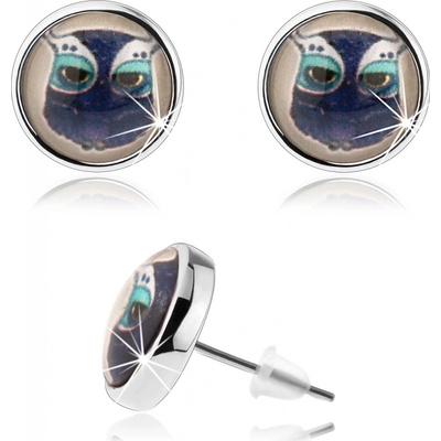 Šperky eshop cabochon vypouklé sklo stříbrná obrázek sovy SP76.12