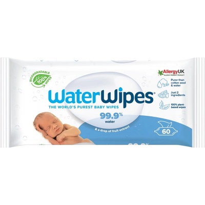Water Wipes Baby Wipes detské jemné vlhčené obrúsky 60 ks