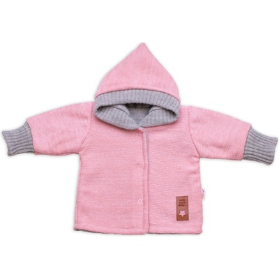Baby Nellys Rastúci obojstranný svetrík s kapucňou Hand Made ružová-sivá