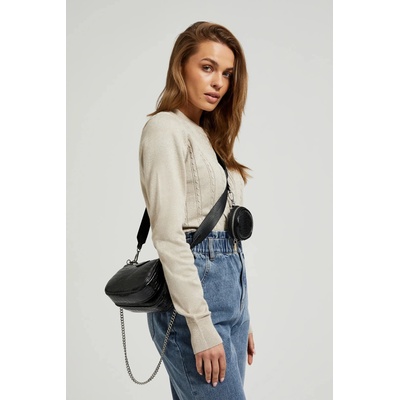 Moodo Двойна черна чанта с ефект на змийска кожа Moodo Moodo | Cheren | ЖЕНИ | ЕДИН РАЗМЕР