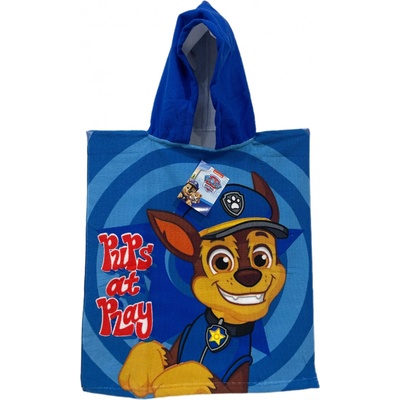 CurePink Dětský ručník pončo Paw Patrol Tlapková patrola Štěňata pří hraní 50 x 115 cm