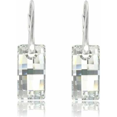 Swarovski Elements Urban krystal 20 mm Stříbrné náušnice visací bílé obdélníky 31278.1