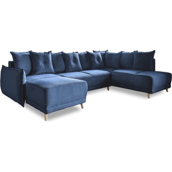 Miuform Тъмносин ъглов разтегателен диван от велур (десен ъгъл/U-образна форма) Lazy Lukka - Miuform (1843ON26)