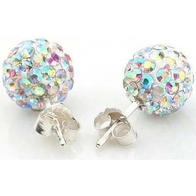 Prosperk Náušnice pecky ocelové kuličky Swarovski duhové S4841