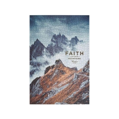 Christian Art Gifts 1000 Piece Inspirational Scripture Jigsaw for Men Women & Kids Faith Can Move Mountains Family Activity Game Sturdy Eas