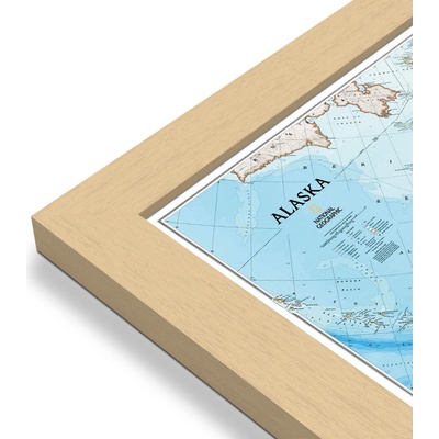 National Geographic Aljaška (Alaska) - nástěnná mapa 103 x 77 cm Varianta: mapa v dřevěném rámu, Provedení: Pegi přírodní