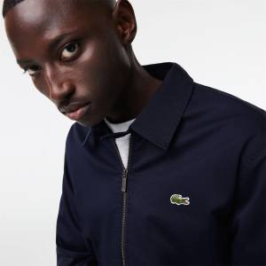 Lacoste Яке Lacoste Men's Gabardine Zipped Bomber Jacket - Navy Blue