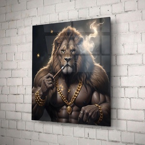 Art gift Стъклено АРТ пано - Лъв с пура