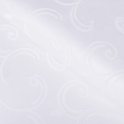 Teflónová látka na obrusy TF-100 Biele ornamenty s lístkami - šírka 155 cm