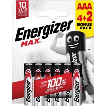 Energizer max батерия с дълъг живот aaa, алкална, 6бр. /пакет (e303328200)