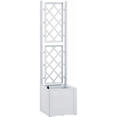 STEFANPLAST Samozavlažovací truhlík NATURAL DELUXE 43x43x142cm bílá s mřížkou