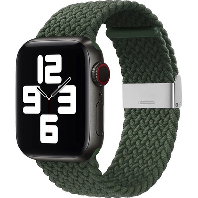 Текстилна каишка за Apple Watch 42мм, 44мм, 45мм, 46мм, Ultra, Ultra 2 49мм - HR Braided Fabric Strap (тъмнозелен)