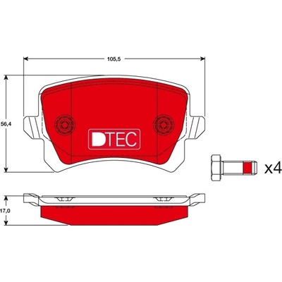 TRW Sada brzdových platničiek kotúčovej brzdy GDB1763DTE