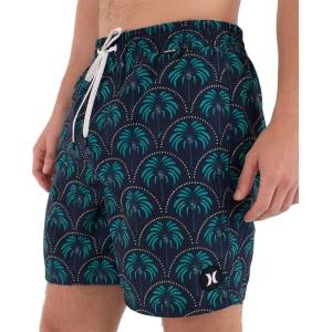 Hurley Бански гащета Hurley Volley Icon Printing Press Palm swimming shorts - Blue (Obsidian)